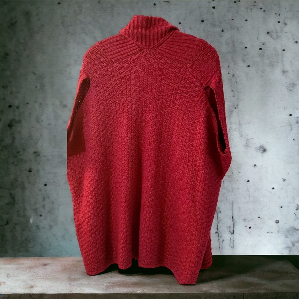 Red chunky cable knit slouchy sweater size medium - Picture 10 of 12